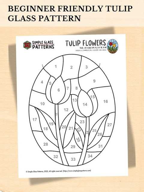 Tulip Flower stained glass pattern pin