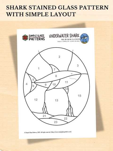 Underwater Shark stained glass pattern pin